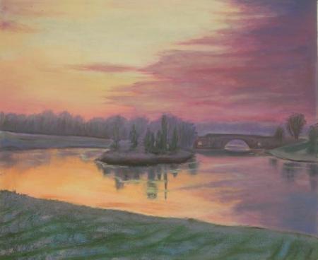obraz Západ slunce na jezeře