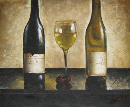 obraz Dvě láhve vína se sklenicí